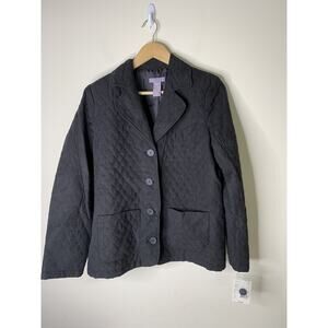 LAURA SCOTT Womens Size M Jacket Quilted Black Lined Soft Pockets Lightweight